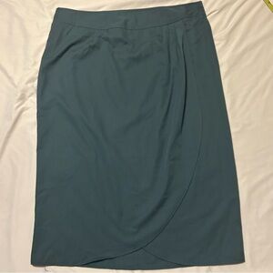 Vintage ESR Group Size 16 Tulip Wrap Midi Skirt Teal Made in USA